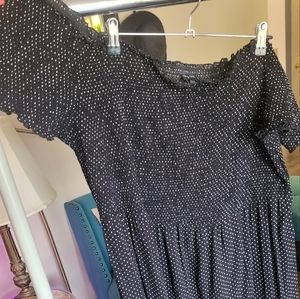 NWOT City Chic Off Shoulder black&white polka dot leg slit dress size XXL 24W